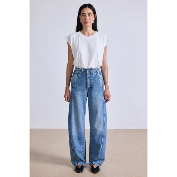 APIECE APART Meridian Jean Women 28 Austin Blue High Rise Barrel Balloon Baggie